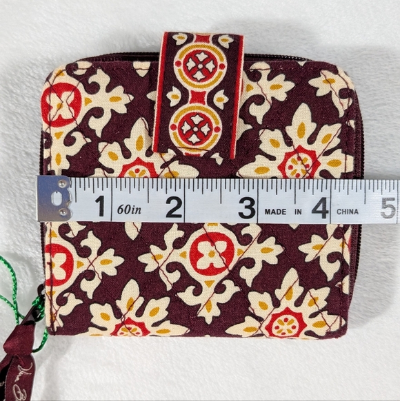 Vera Bradley Maroon Mini Zip Wallet Medallion - Picture 8 of 8